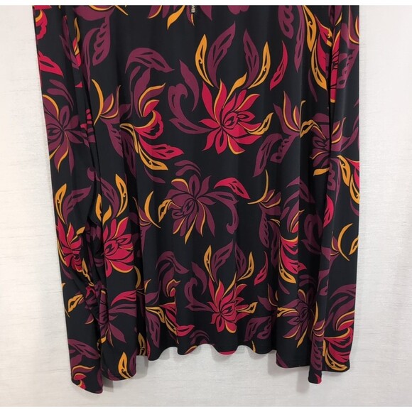 Liz Claiborne Blouse Womens 3X Black Floral Scroll Keyhole Ring Neck Long Sleeve - Picture 15 of 16